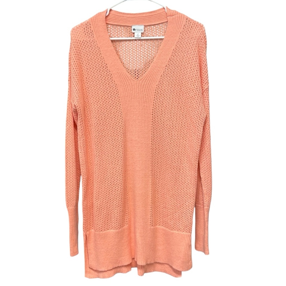 STYLUS Coral V-Neck Sweater Tunic Women’s Size Large Tall